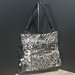 Ed Hardy Monochrome Graphic Tote